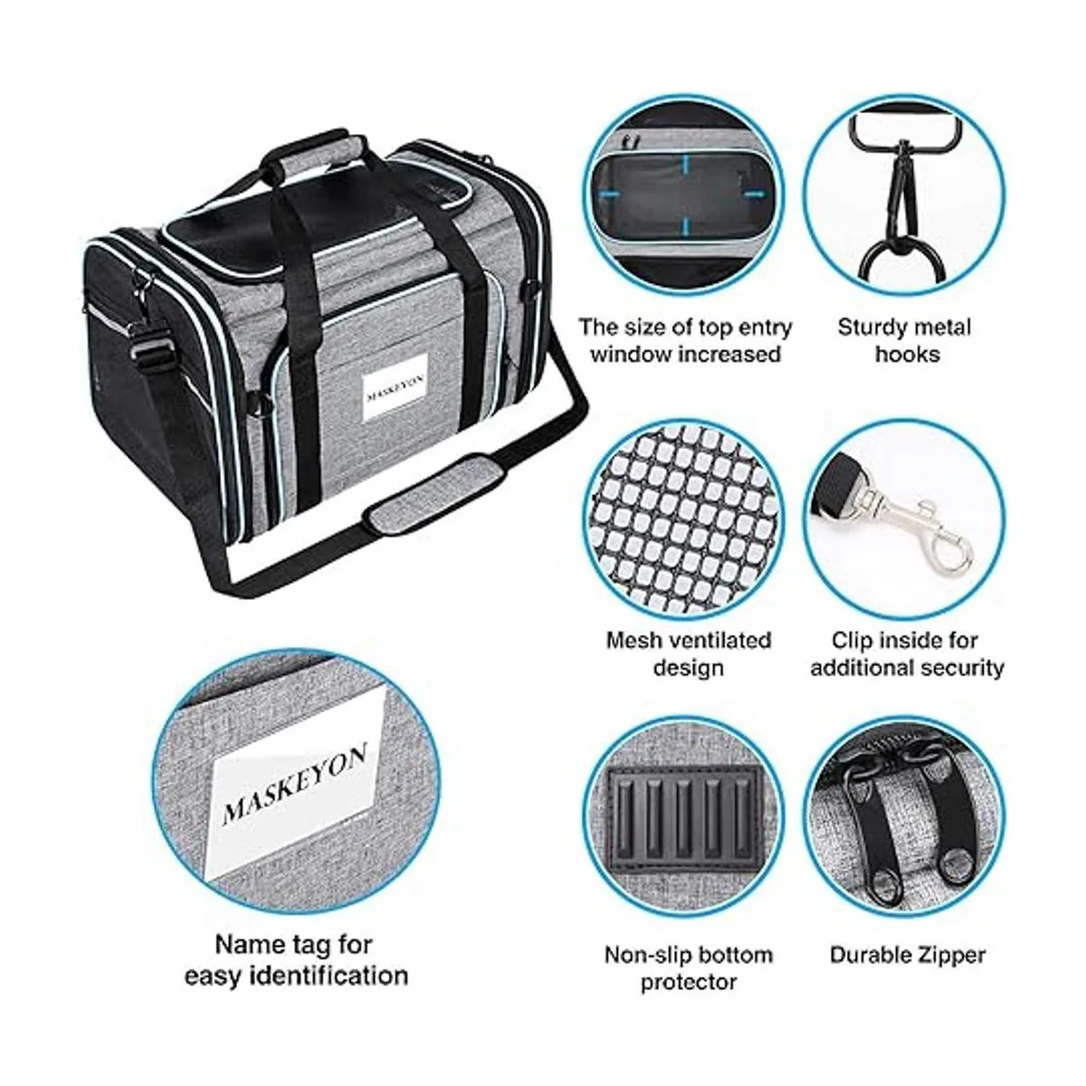 MASKEYON Transportador portátil para mascotas aprobado por