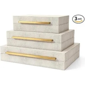 Kingflux Juego de 3 cajas de almacenamiento de piel_1