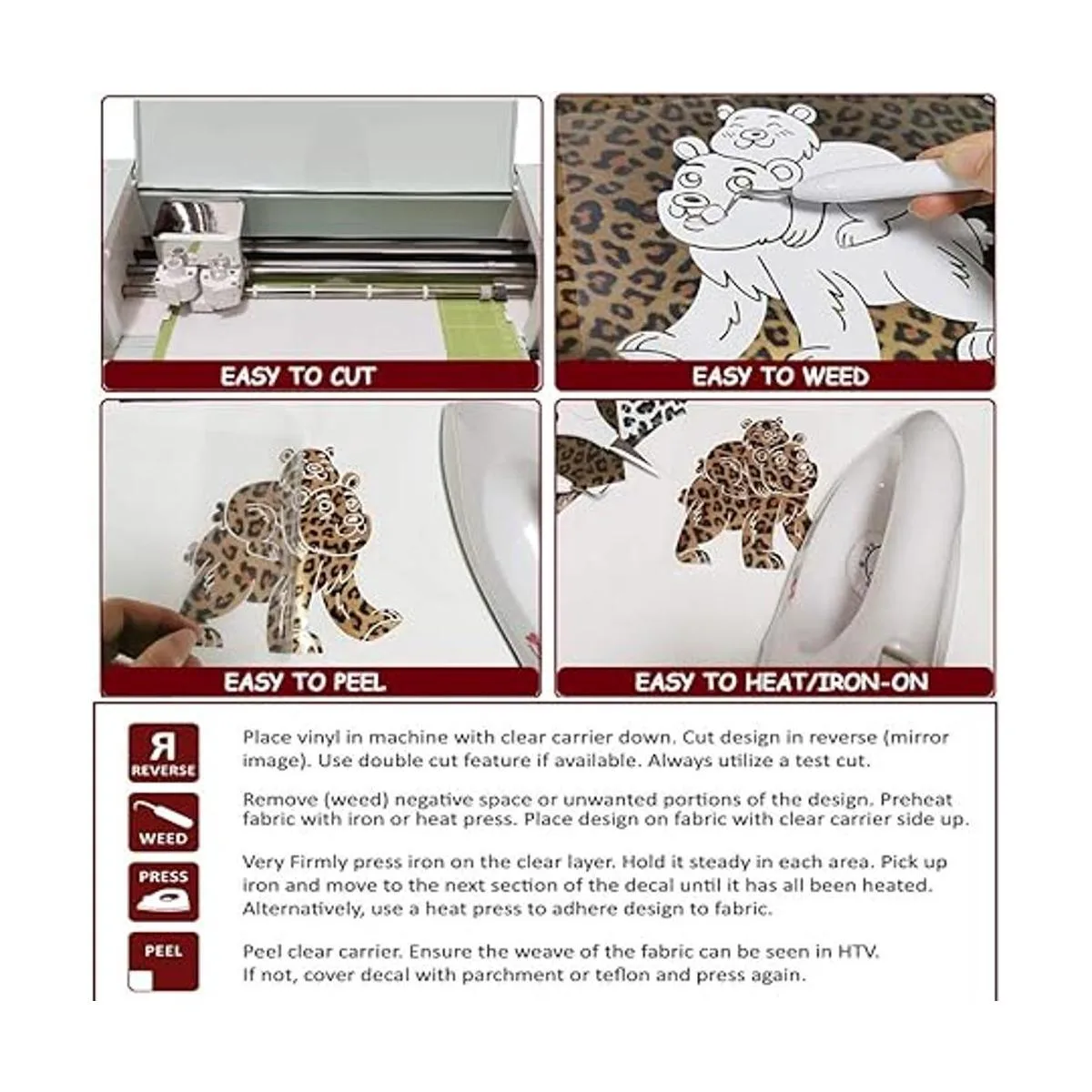 Juego de 5 hojas de vinilo de transferencia de calor con