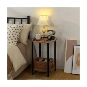 HOOBRO Mesa auxiliar redonda mesa de sofá con estante de_4