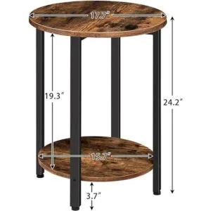 HOOBRO Mesa auxiliar redonda mesa de sofá con estante de_3