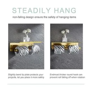 Soporte doble para teléfono de papel higiénico dorado