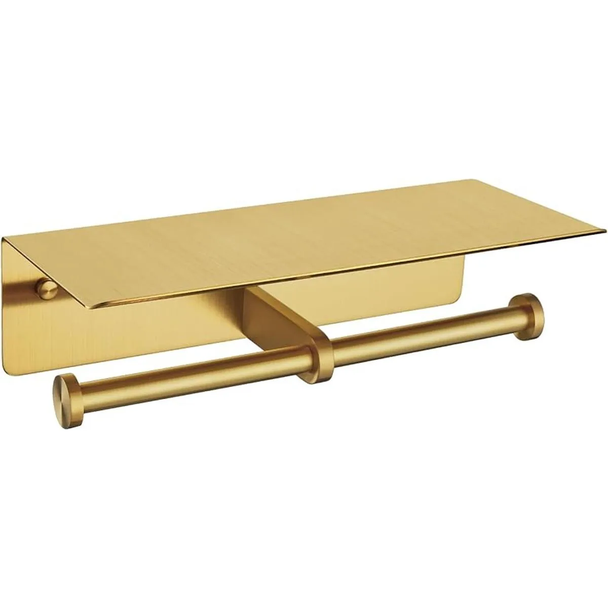 Soporte doble para teléfono de papel higiénico dorado