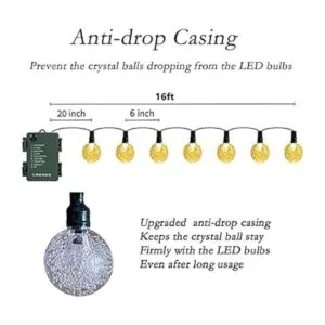 LOENDE Cadena de luces con pilas impermeable 16 pies