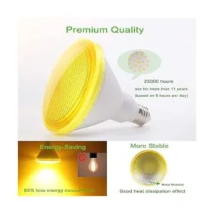 Bombilla LED amarilla paquete de 2 bombillas Par38 de 15