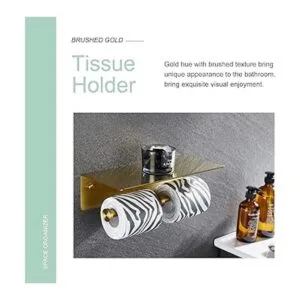 Soporte doble para teléfono de papel higiénico dorado