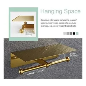 Soporte doble para teléfono de papel higiénico dorado