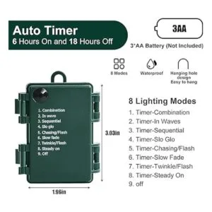 LOENDE Cadena de luces con pilas impermeable 16 pies