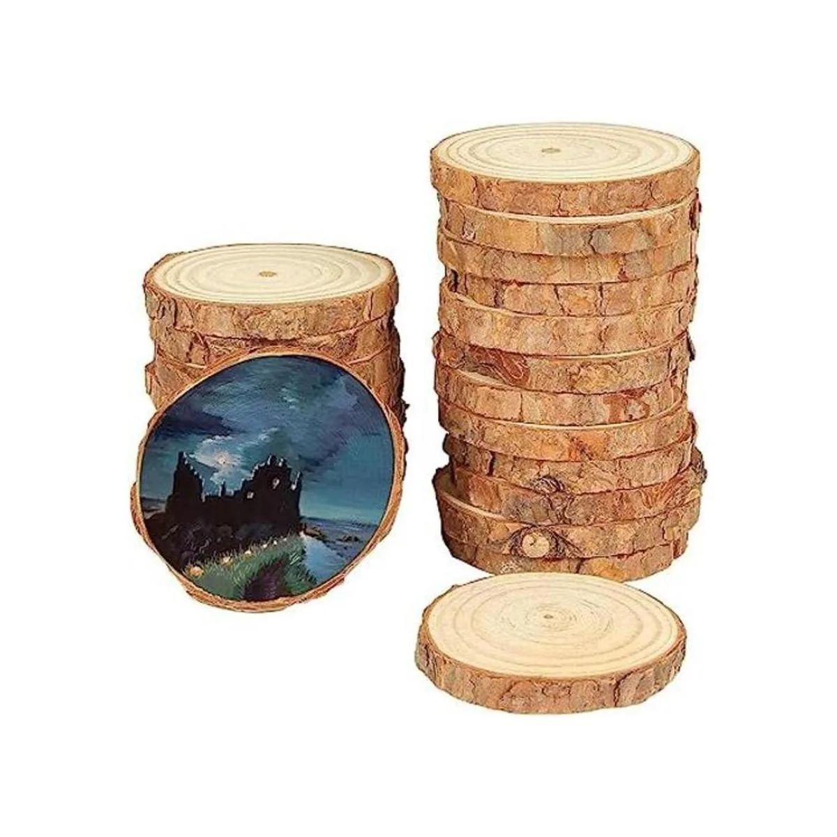 50 rebanadas de madera natural de 5.0 a 2.6 in CertBuy