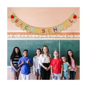 JOZON Cartel de arpillera de regreso a clases guirnalda