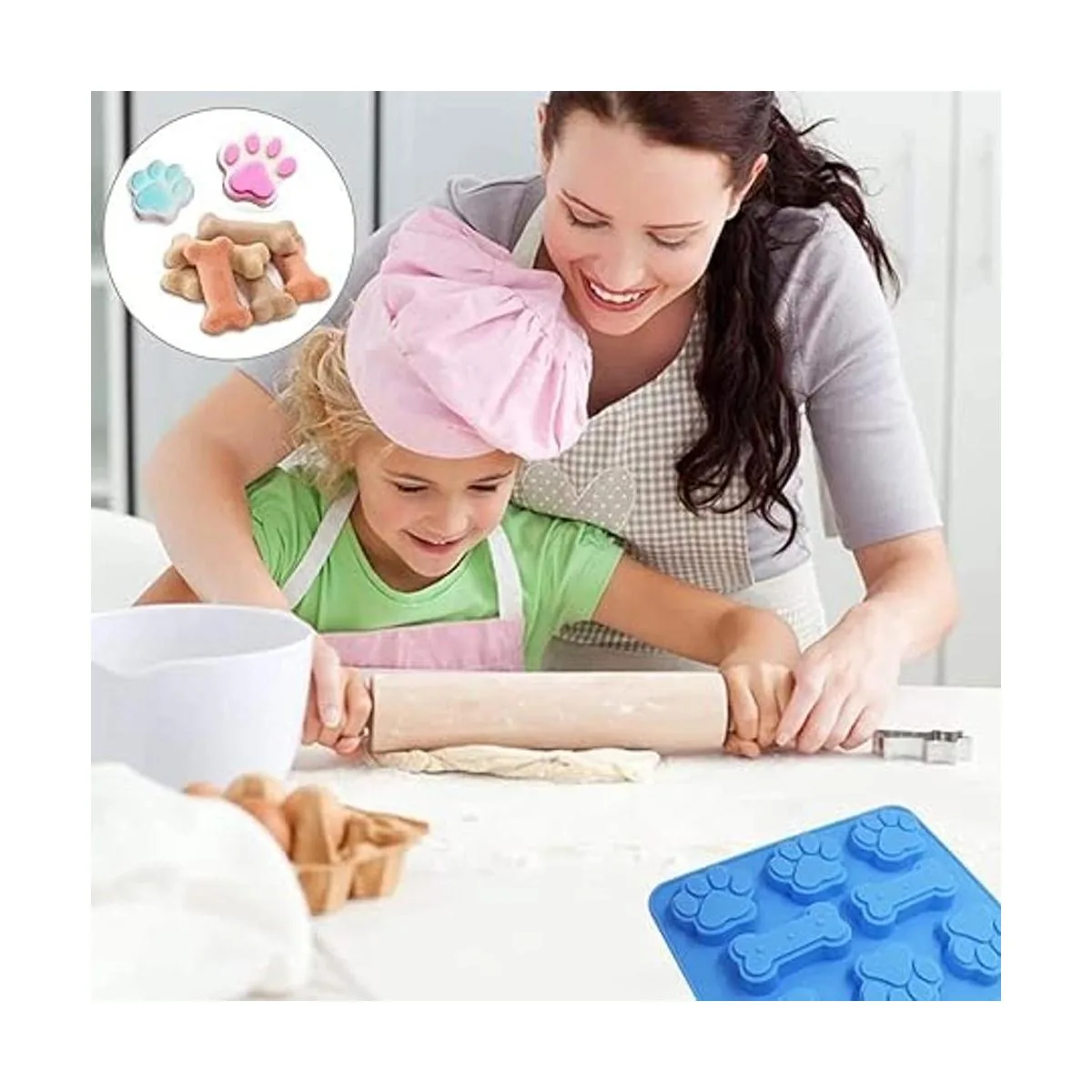 Paquete de 2 moldes de silicona para cachorros patas de_5