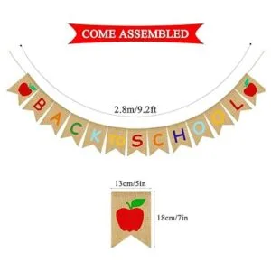 JOZON Cartel de arpillera de regreso a clases guirnalda