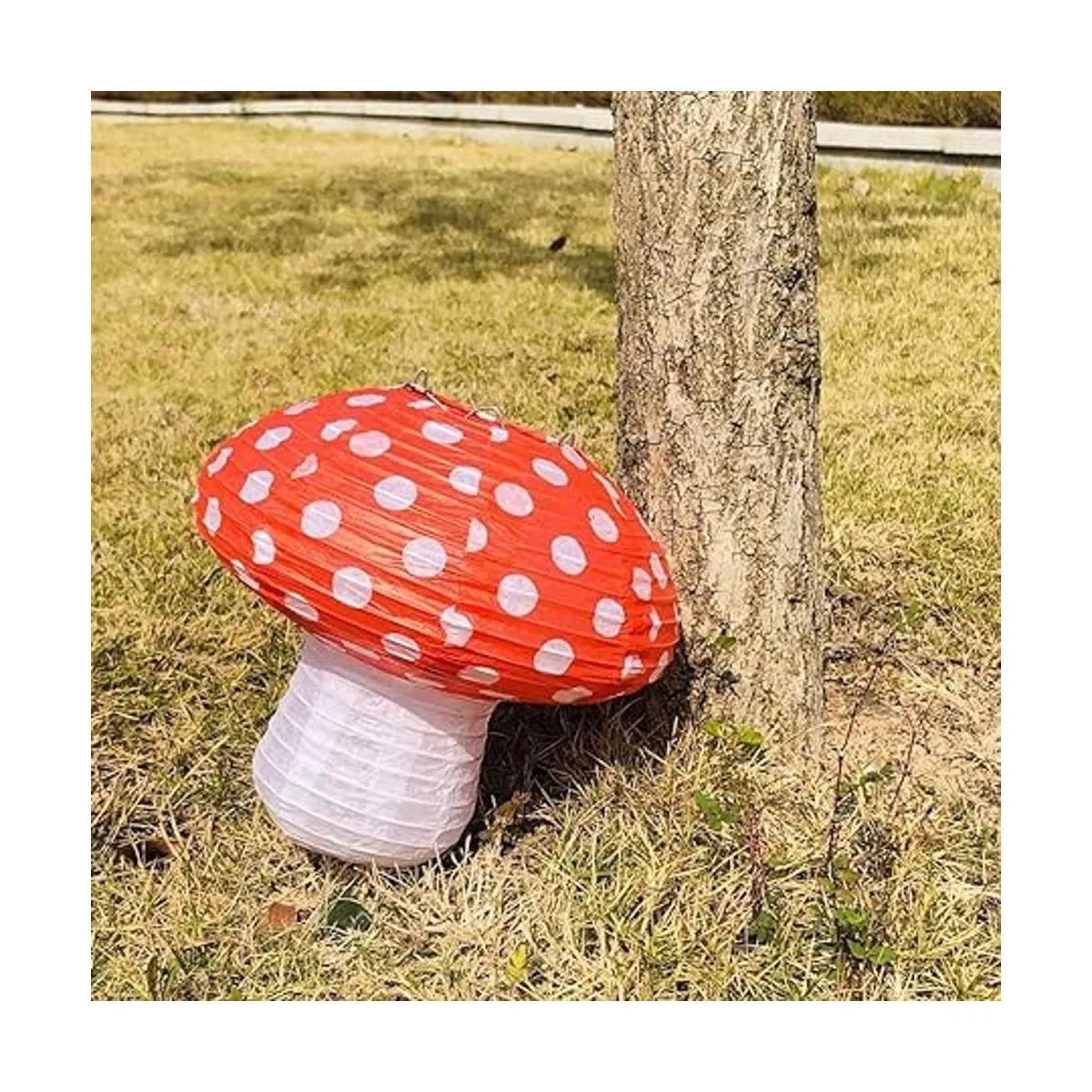 3 linternas de papel grandes en forma de hongo para el