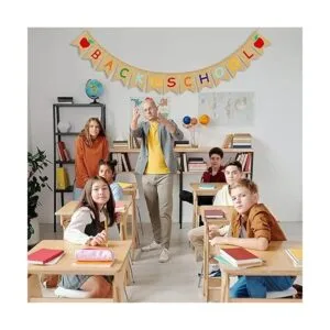 JOZON Cartel de arpillera de regreso a clases guirnalda