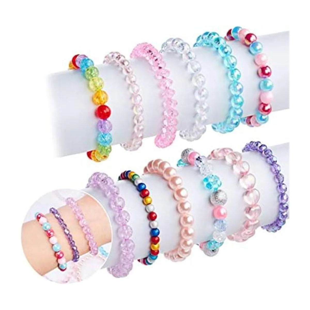 Lorfancy Juego de 12 pulseras de cuentas para niñas