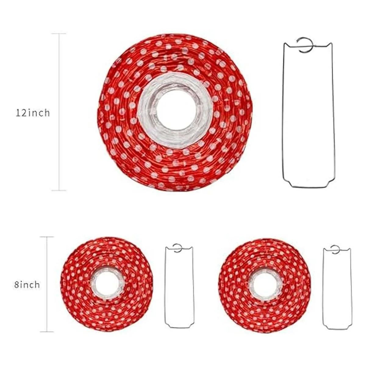 3 linternas de papel grandes en forma de hongo para el