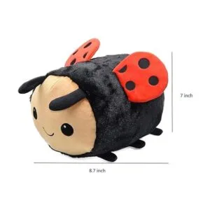 Peluche de mariquita con cara sonriente y alas rojas_3