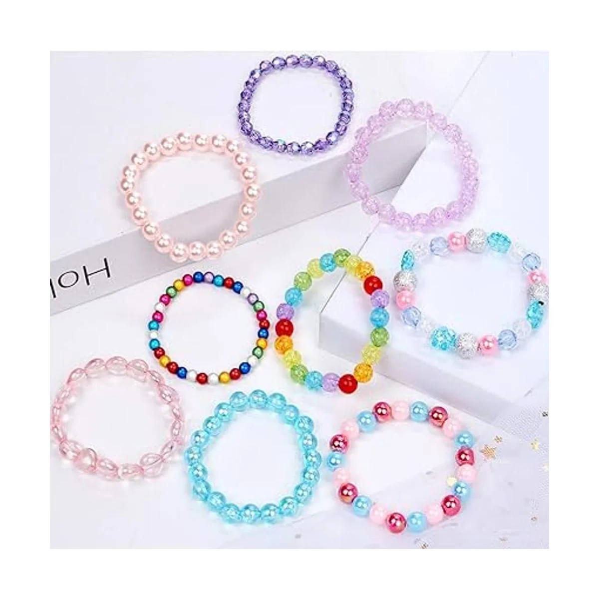 Lorfancy Juego de 12 pulseras de cuentas para niñas