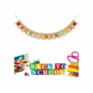 JOZON Cartel de arpillera de regreso a clases guirnalda