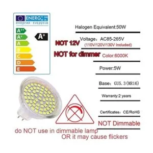MR16 foco led bombilla GU5.3 base 110V 120V 130V 5W LED_3