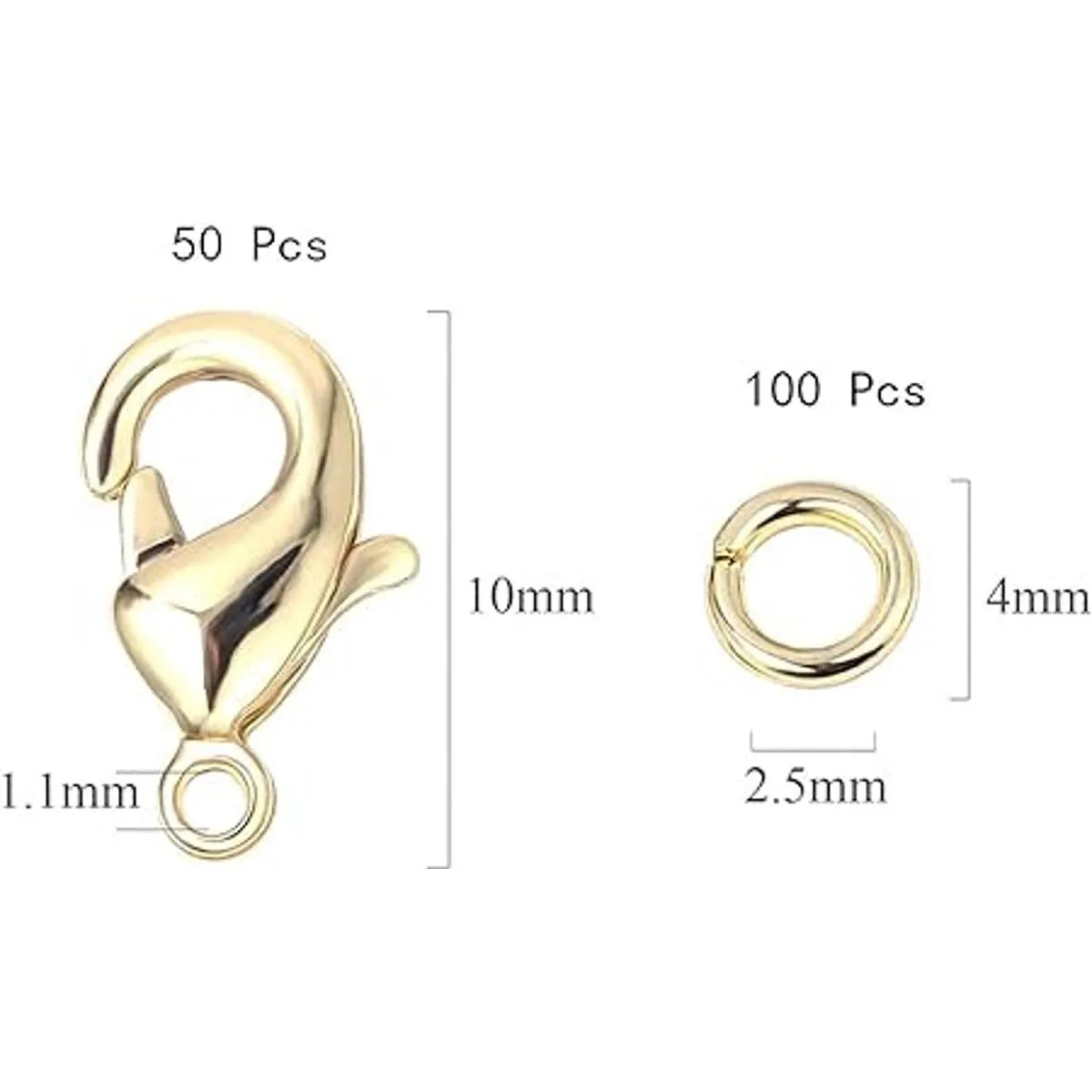 Juego de 150 cierres de garra de langosta chapados en oro