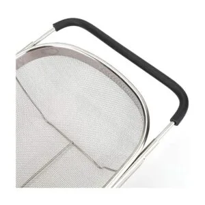 Colador ovalado de acero inoxidable con asas de agarre de_5
