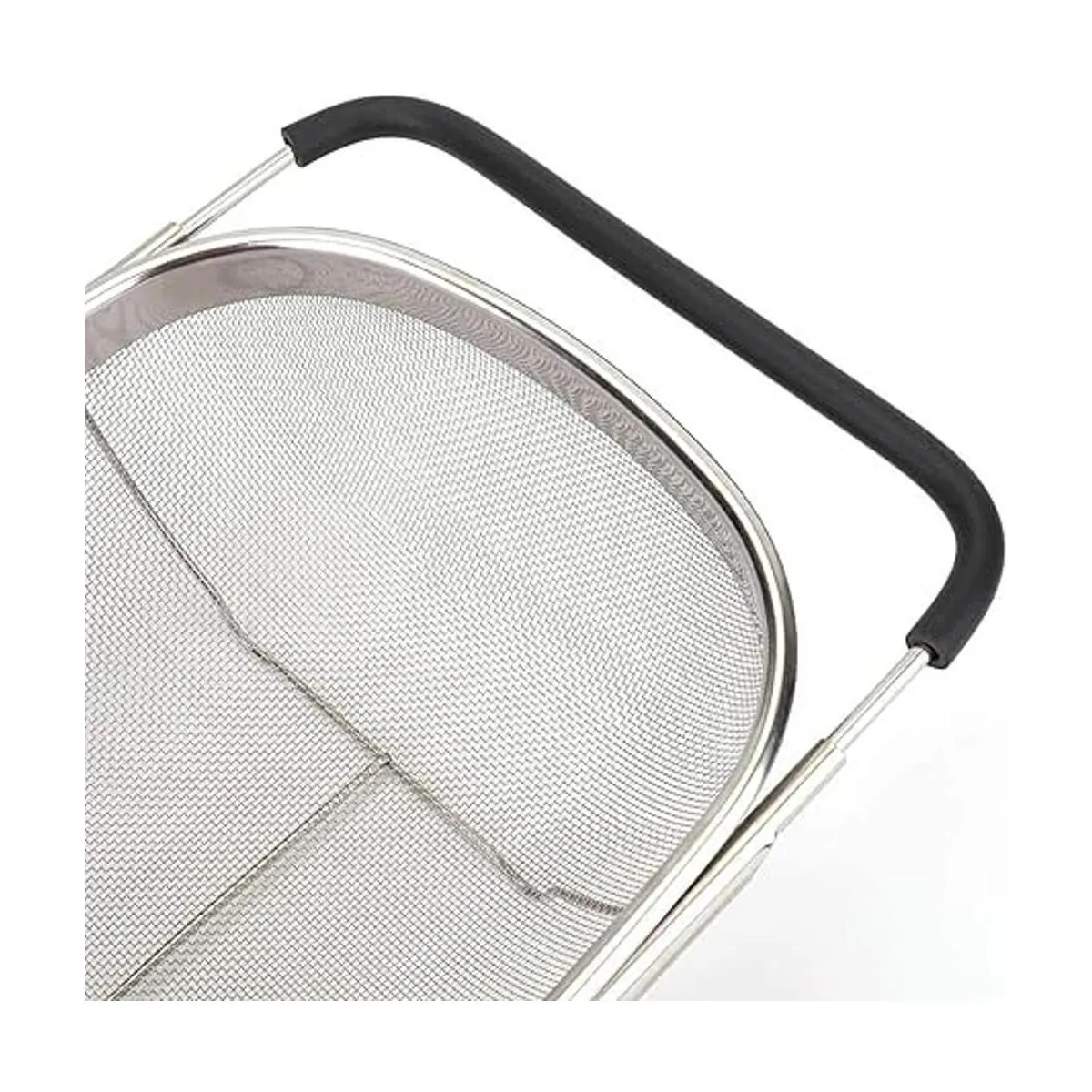 Colador ovalado de acero inoxidable con asas de agarre de_5