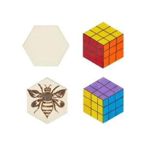 Paquete de 60 piezas hexagonales de madera sin terminar