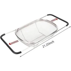 Colador ovalado de acero inoxidable con asas de agarre de_2