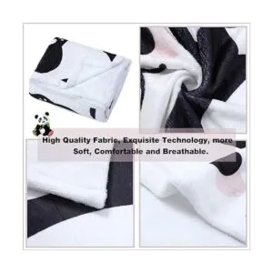 FairyShe Panda Manta de forro polar de sherpa suave_6