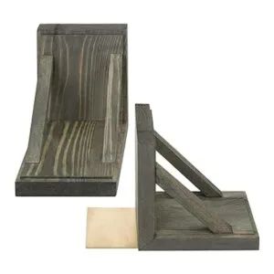 MyGift Juego de 2 sujetalibros decorativos de madera gris_4
