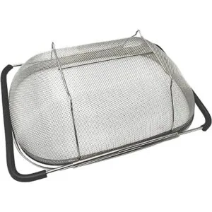 Colador ovalado de acero inoxidable con asas de agarre de_4