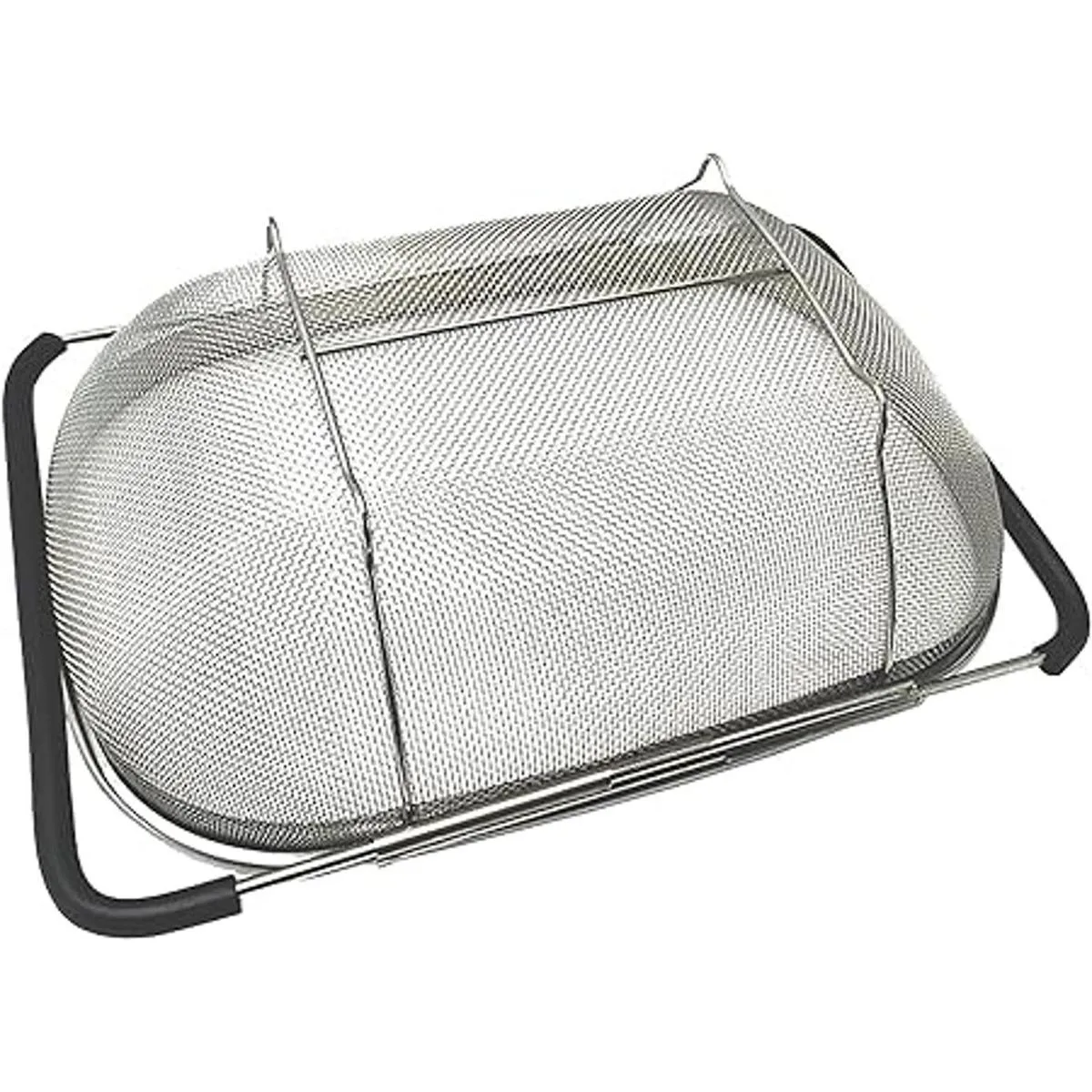 Colador ovalado de acero inoxidable con asas de agarre de_4