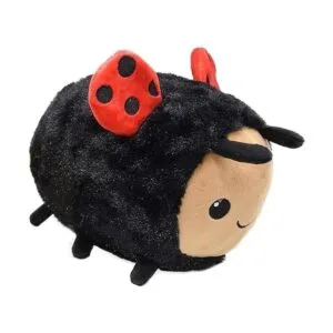 Peluche de mariquita con cara sonriente y alas rojas_4
