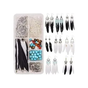 SUNNYCLUE 1 caja DIY 8 pares de plumas largas bohemias
