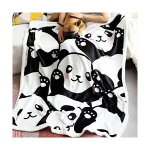 FairyShe Panda Manta de forro polar de sherpa suave_2