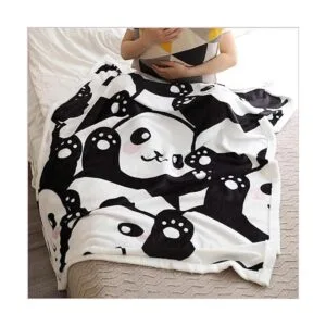 FairyShe Panda Manta de forro polar de sherpa suave_4