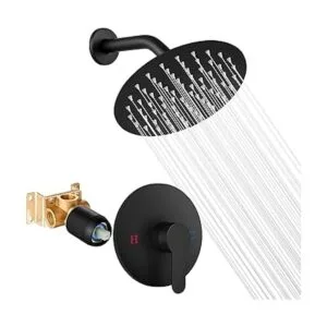 Airuida Juego de grifo de ducha negro mate kit de ajuste