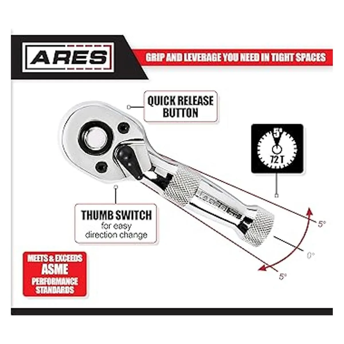 ARES 42037 Juego de 2 piezas de trinquete rechoncho de 72_2