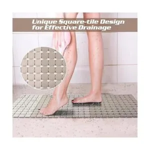 Tapete de ducha extra largo antideslizante para bañera con_2