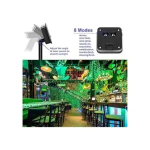 Guirnalda de luces solares de Navidad verdes para el día