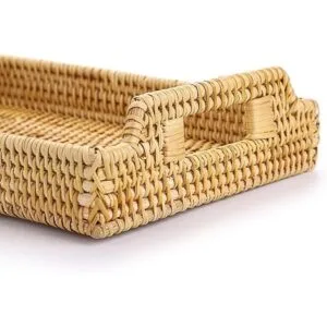 Hipiwe Bandeja organizadora de ratán con asas bandeja