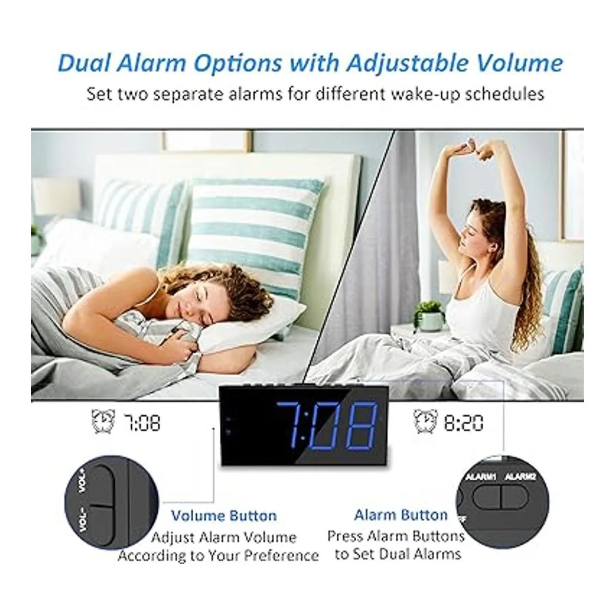 Reloj despertador súper ruidoso con agitador de cama_3