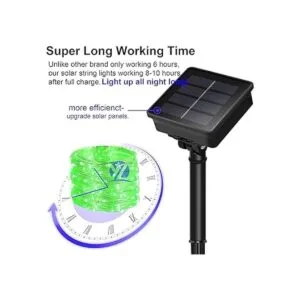 Guirnalda de luces solares de Navidad verdes para el día