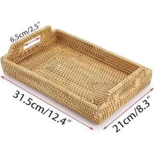 Hipiwe Bandeja organizadora de ratán con asas bandeja