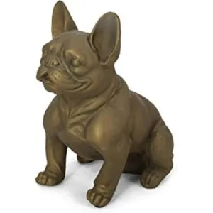 Susan Estatua de jardín de bulldog francés rústico dorado