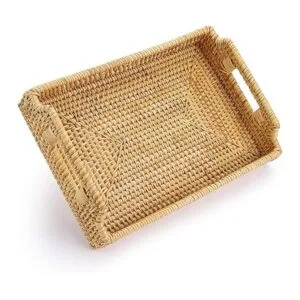 Hipiwe Bandeja organizadora de ratán con asas bandeja