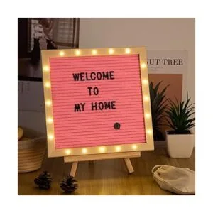 Tablero de letras de fieltro rosa con luces LED tablero_3