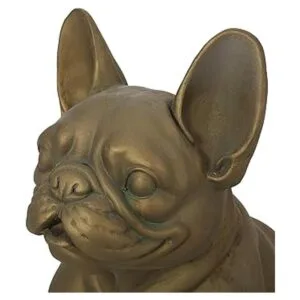Susan Estatua de jardín de bulldog francés rústico dorado