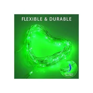 Guirnalda de luces solares de Navidad verdes para el día